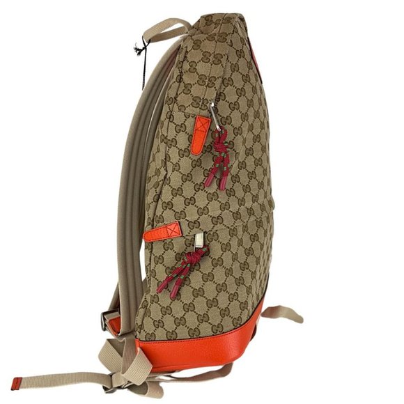 Gucci Women's Backpack Bicolor The North Face Monogram GG Brown & Orange Sz M - Picture 2 of 8